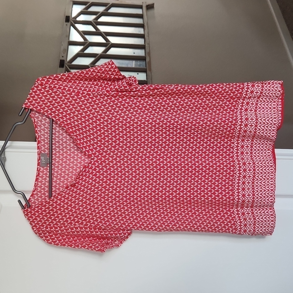 J. Jill‎ red and white short sleeve blouse, size small